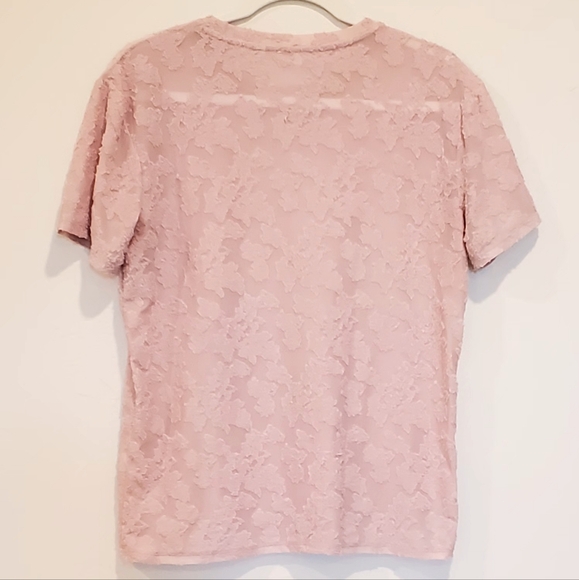 Wilfred Aritizia Dusty Pink Stretchy Sheer Floral Jacquard Top, Med. EUC - Picture 3 of 15